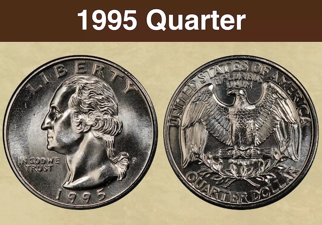 1995-P Washington Quarter obverse and reverse showing full cartwheel luster