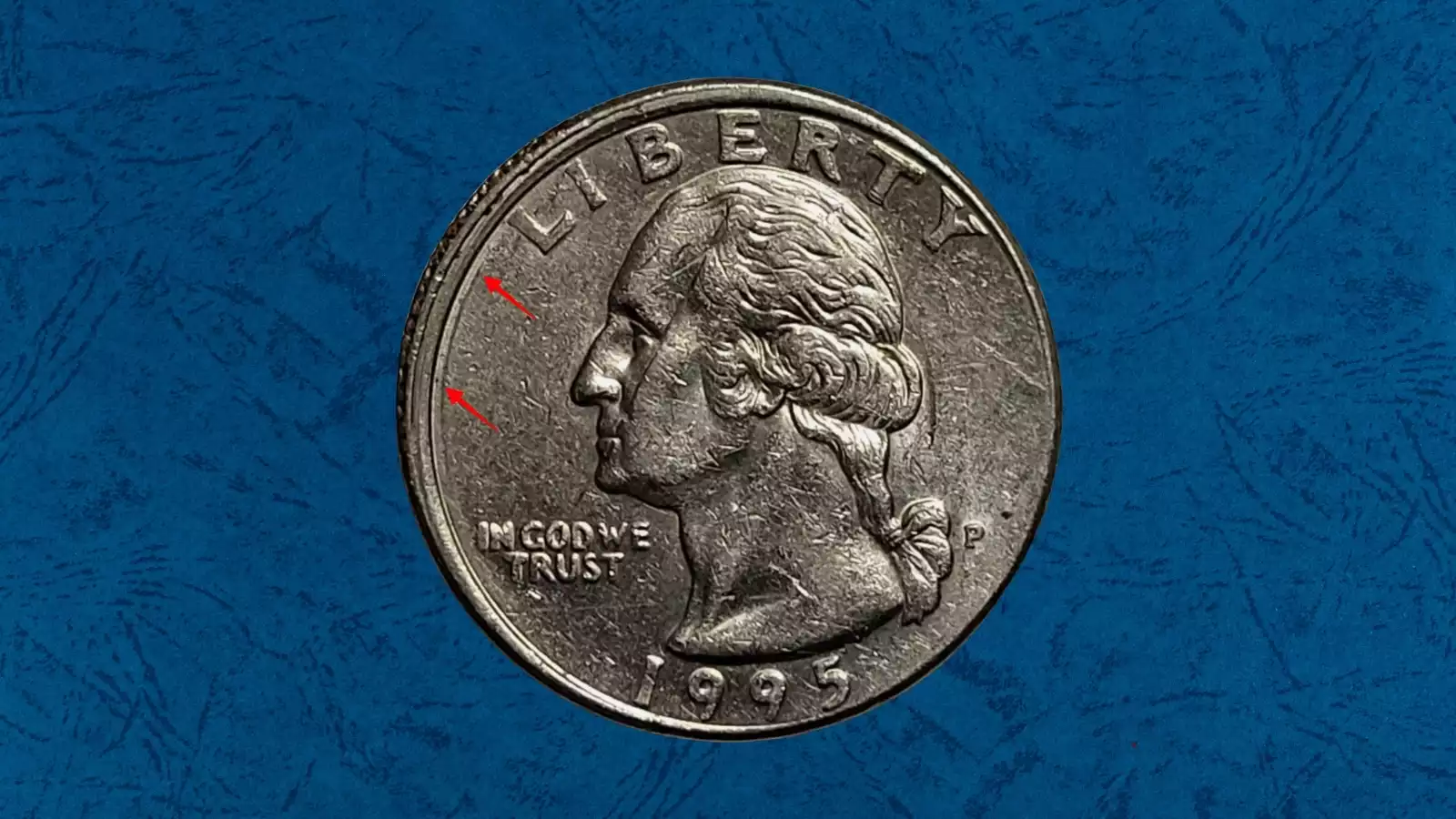 1995 Washington Quarter struck on a dime planchet error showing undersized coin with quarter design